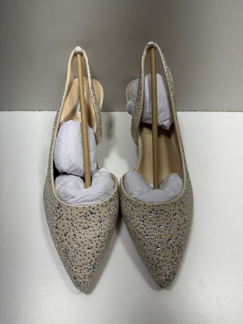 Alex Marie Gabrielle Two Rhinestone & Pearl Slingback Pumps Coquette Formal New